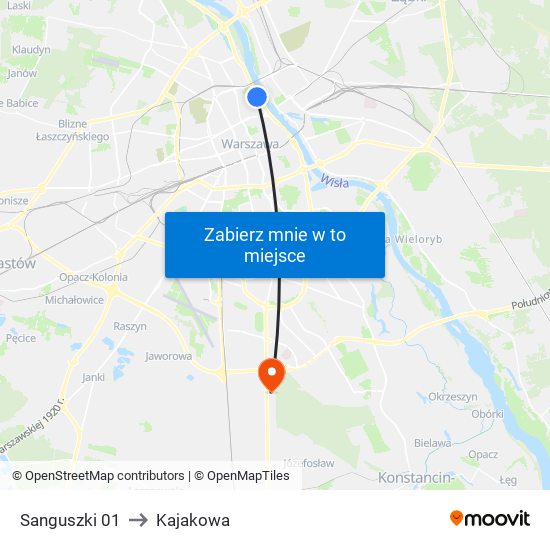 Sanguszki 01 to Kajakowa map