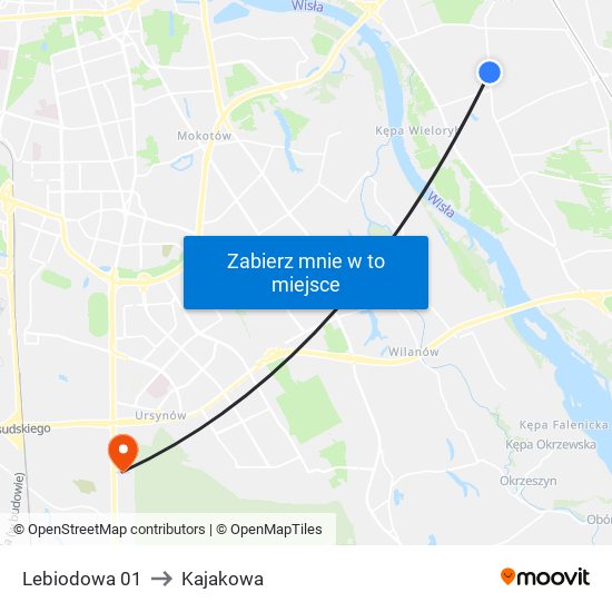 Lebiodowa 01 to Kajakowa map