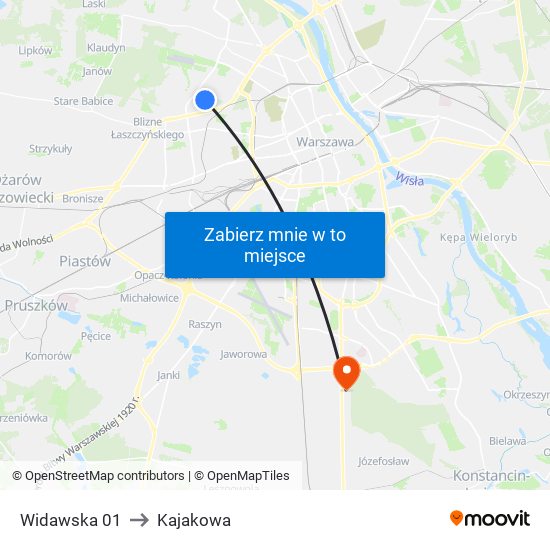 Widawska 01 to Kajakowa map