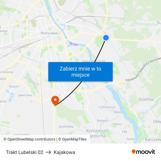 Trakt Lubelski to Kajakowa map