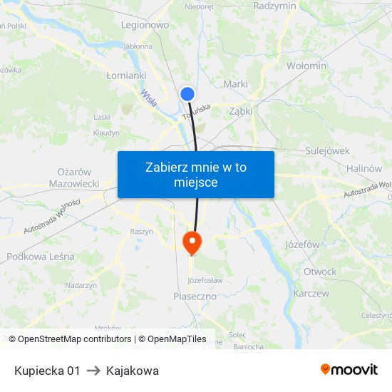 Kupiecka 01 to Kajakowa map