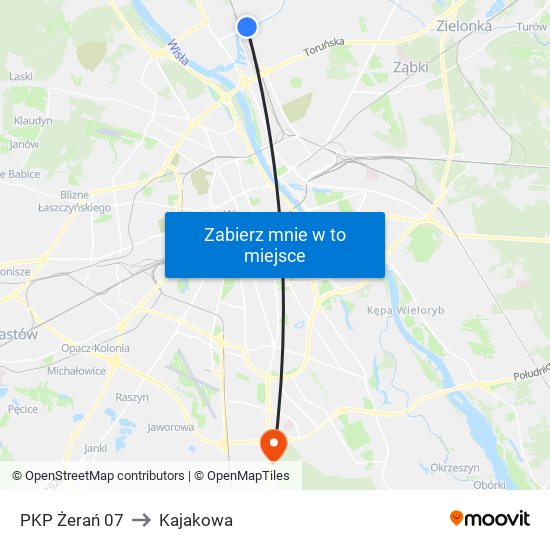 PKP Żerań 07 to Kajakowa map