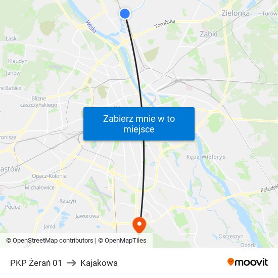 PKP Żerań 01 to Kajakowa map