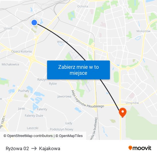 Ryżowa 02 to Kajakowa map