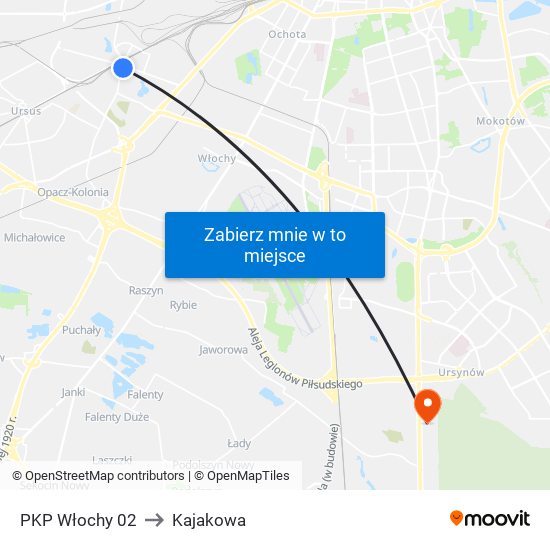 PKP Włochy 02 to Kajakowa map