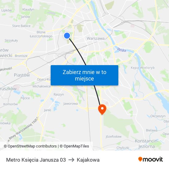 Metro Księcia Janusza 03 to Kajakowa map