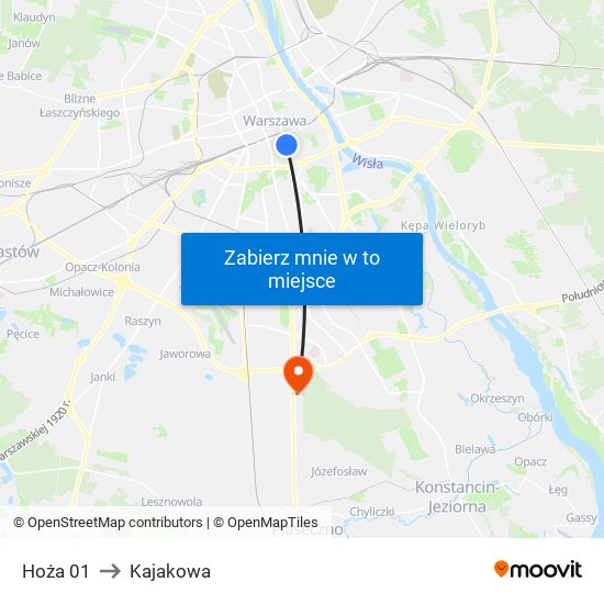 Hoża 01 to Kajakowa map