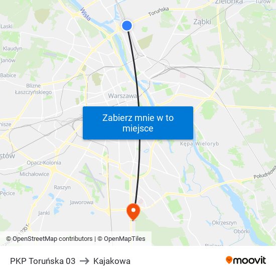 PKP Toruńska 03 to Kajakowa map