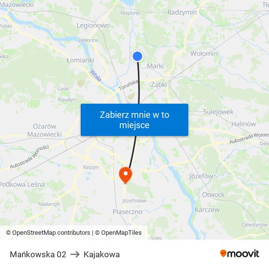 Mańkowska 02 to Kajakowa map