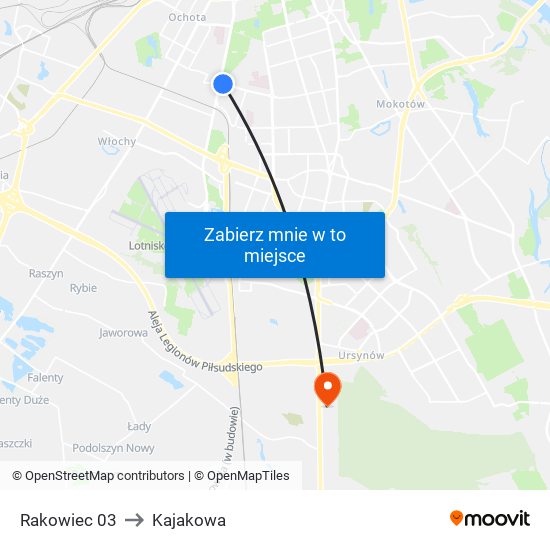 Rakowiec 03 to Kajakowa map