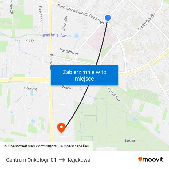 Centrum Onkologii 01 to Kajakowa map