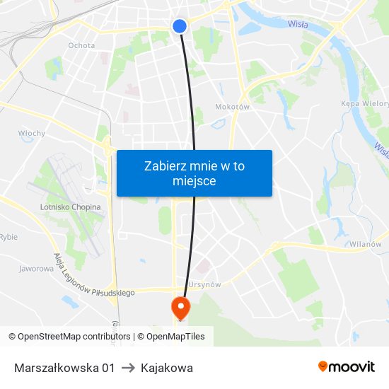 Marszałkowska 01 to Kajakowa map