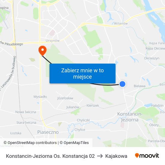 Konstancin-Jeziorna Os. Konstancja to Kajakowa map