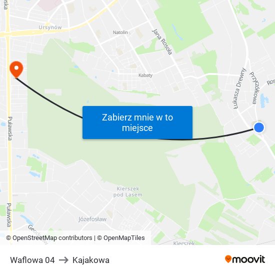Waflowa 04 to Kajakowa map