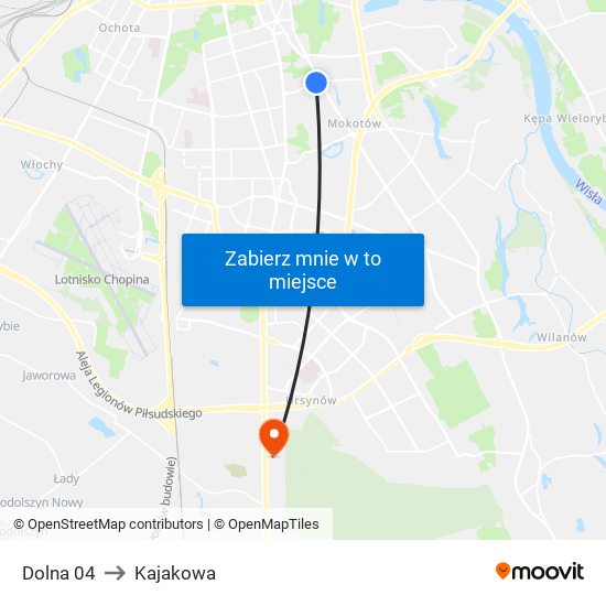 Dolna to Kajakowa map