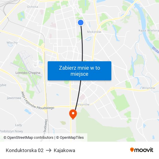 Konduktorska to Kajakowa map