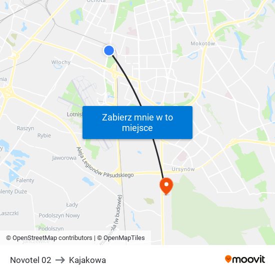 Novotel 02 to Kajakowa map