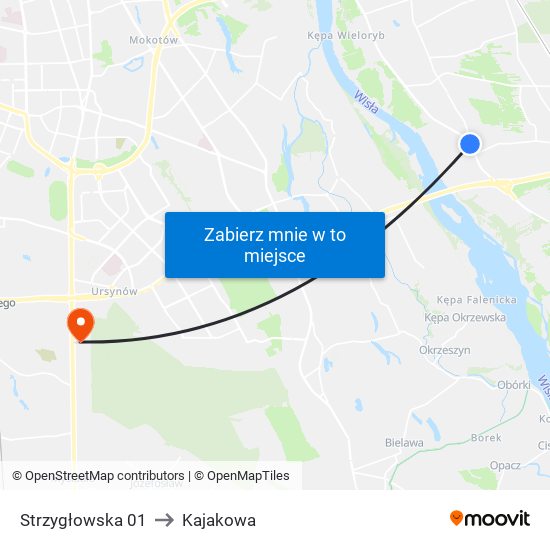 Strzygłowska to Kajakowa map