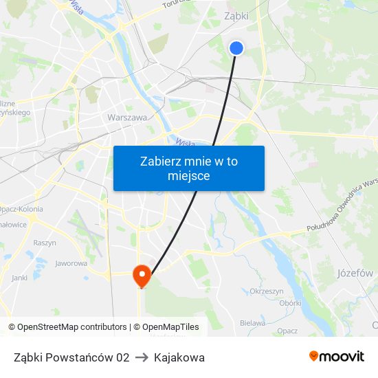 Ząbki Powstańców 02 to Kajakowa map