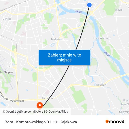 Bora - Komorowskiego 01 to Kajakowa map