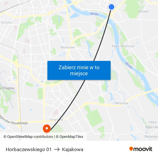 Horbaczewskiego 01 to Kajakowa map