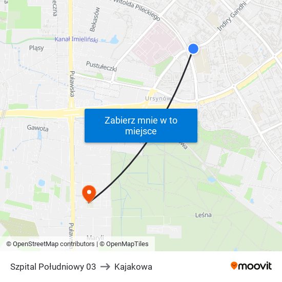 Szpital Południowy 03 to Kajakowa map