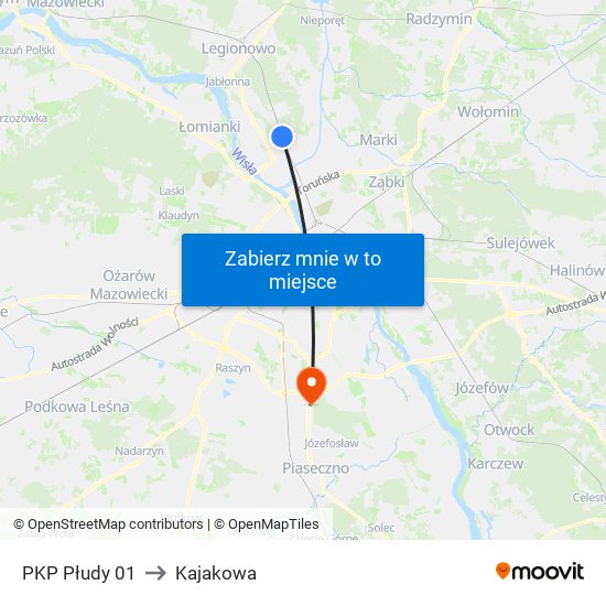 PKP Płudy 01 to Kajakowa map