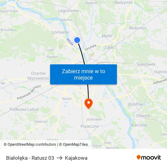 Białołęka - Ratusz 03 to Kajakowa map