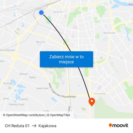 CH Reduta 01 to Kajakowa map