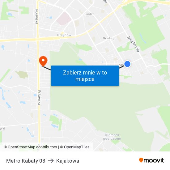 Metro Kabaty 03 to Kajakowa map