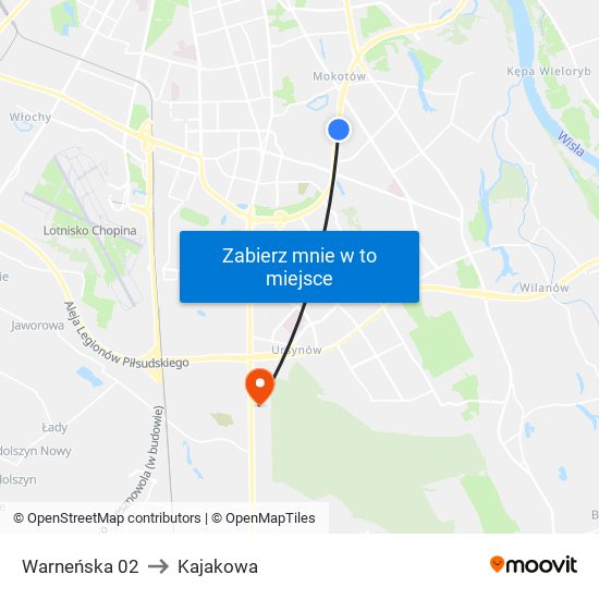 Warneńska 02 to Kajakowa map