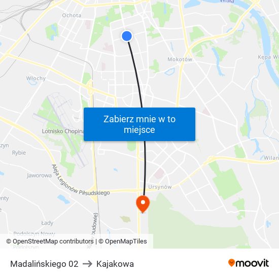 Madalińskiego 02 to Kajakowa map