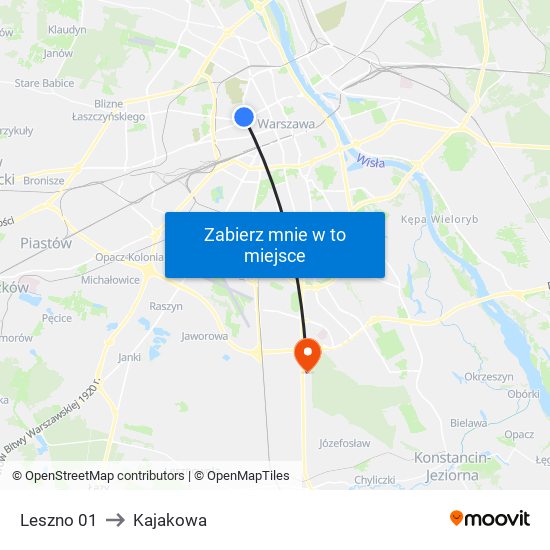 Leszno 01 to Kajakowa map