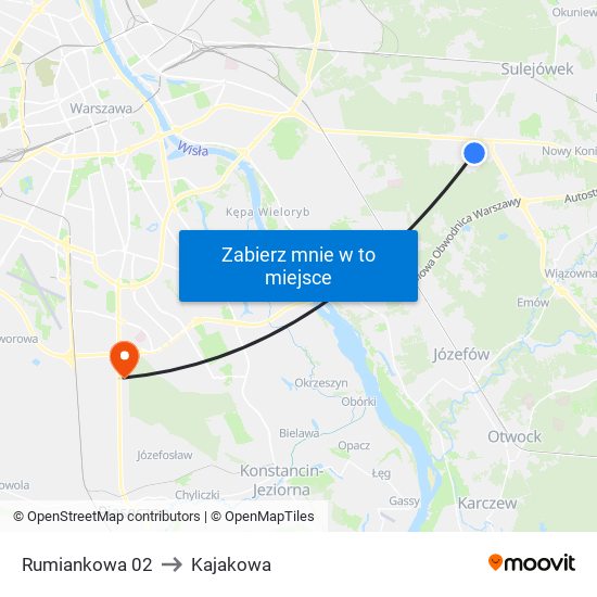 Rumiankowa 02 to Kajakowa map