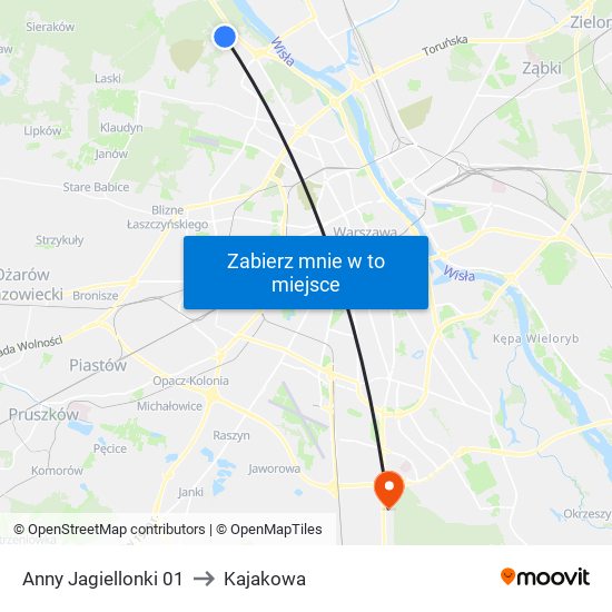 Anny Jagiellonki to Kajakowa map