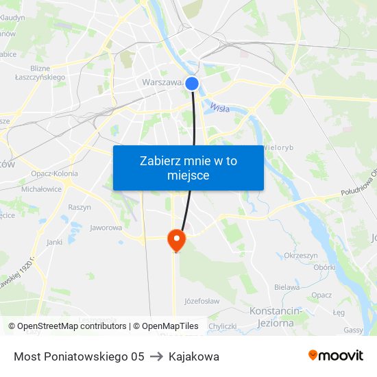 Most Poniatowskiego 05 to Kajakowa map