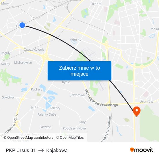 PKP Ursus 01 to Kajakowa map