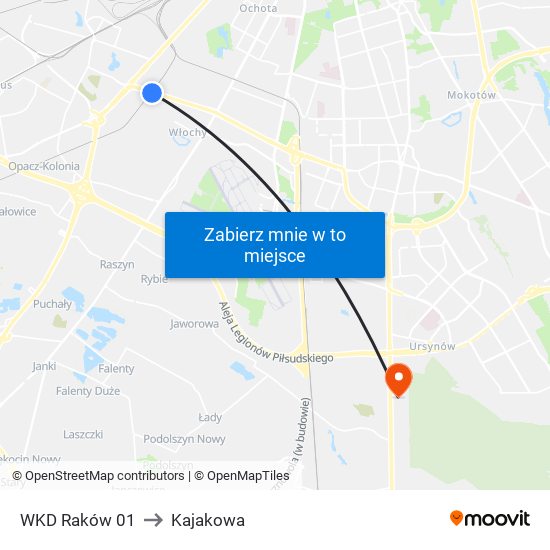 WKD Raków 01 to Kajakowa map