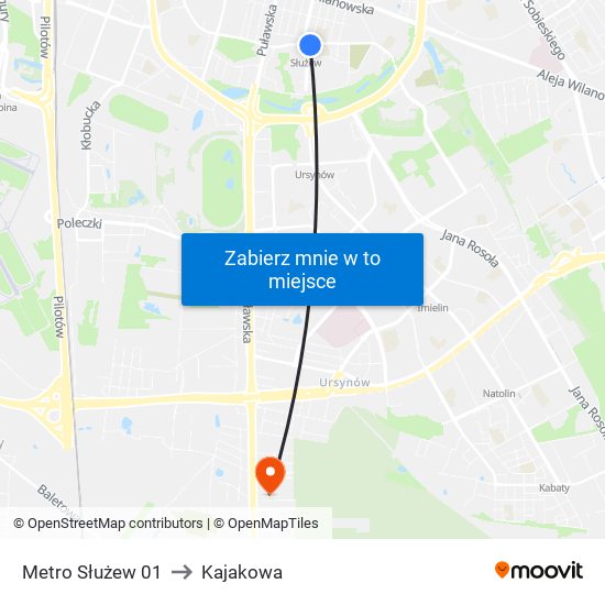 Metro Służew 01 to Kajakowa map