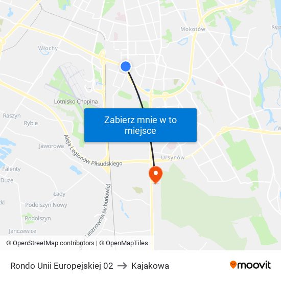 Rondo Unii Europejskiej 02 to Kajakowa map