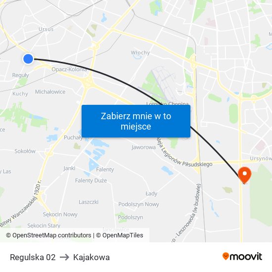 Regulska 02 to Kajakowa map