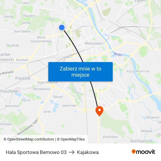 Hala Sportowa Bemowo 03 to Kajakowa map