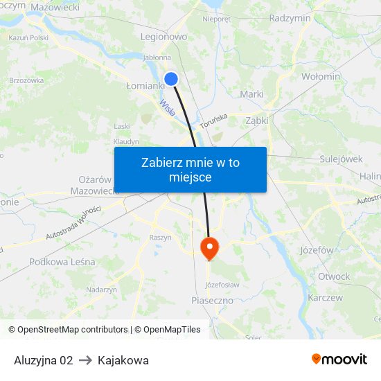 Aluzyjna 02 to Kajakowa map