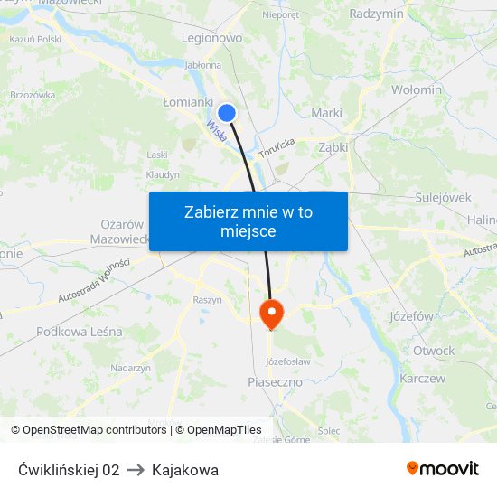 Ćwiklińskiej 02 to Kajakowa map