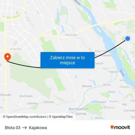 Błota to Kajakowa map