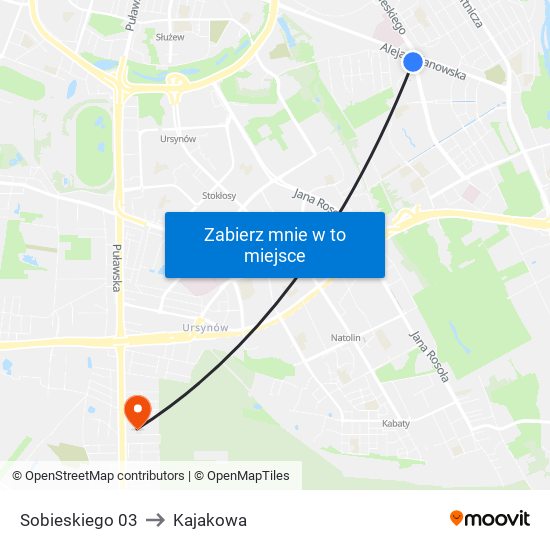 Sobieskiego 03 to Kajakowa map