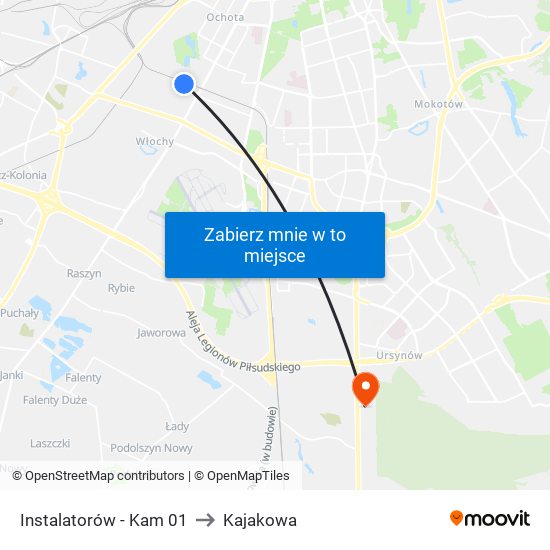 Instalatorów - Kam 01 to Kajakowa map