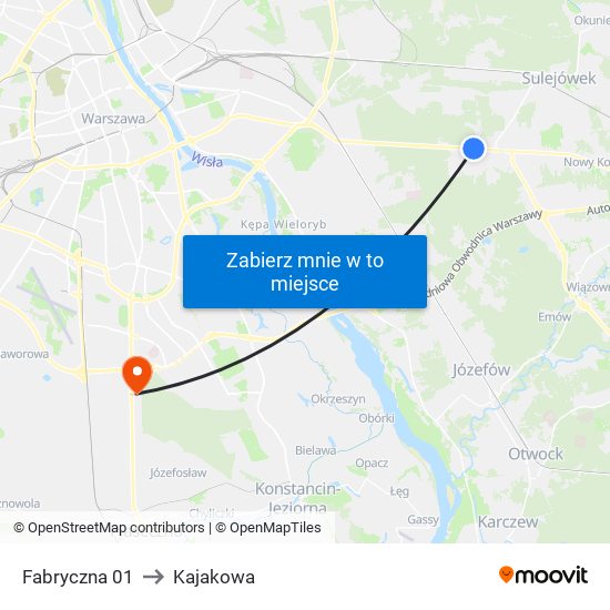 Fabryczna 01 to Kajakowa map