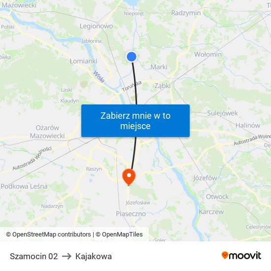 Szamocin to Kajakowa map