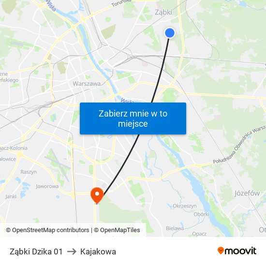 Ząbki Dzika 01 to Kajakowa map